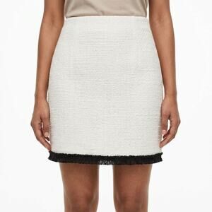 HM Fibres Wool Blend White Mini Tweed Lined Casual Skirt Women Size 12